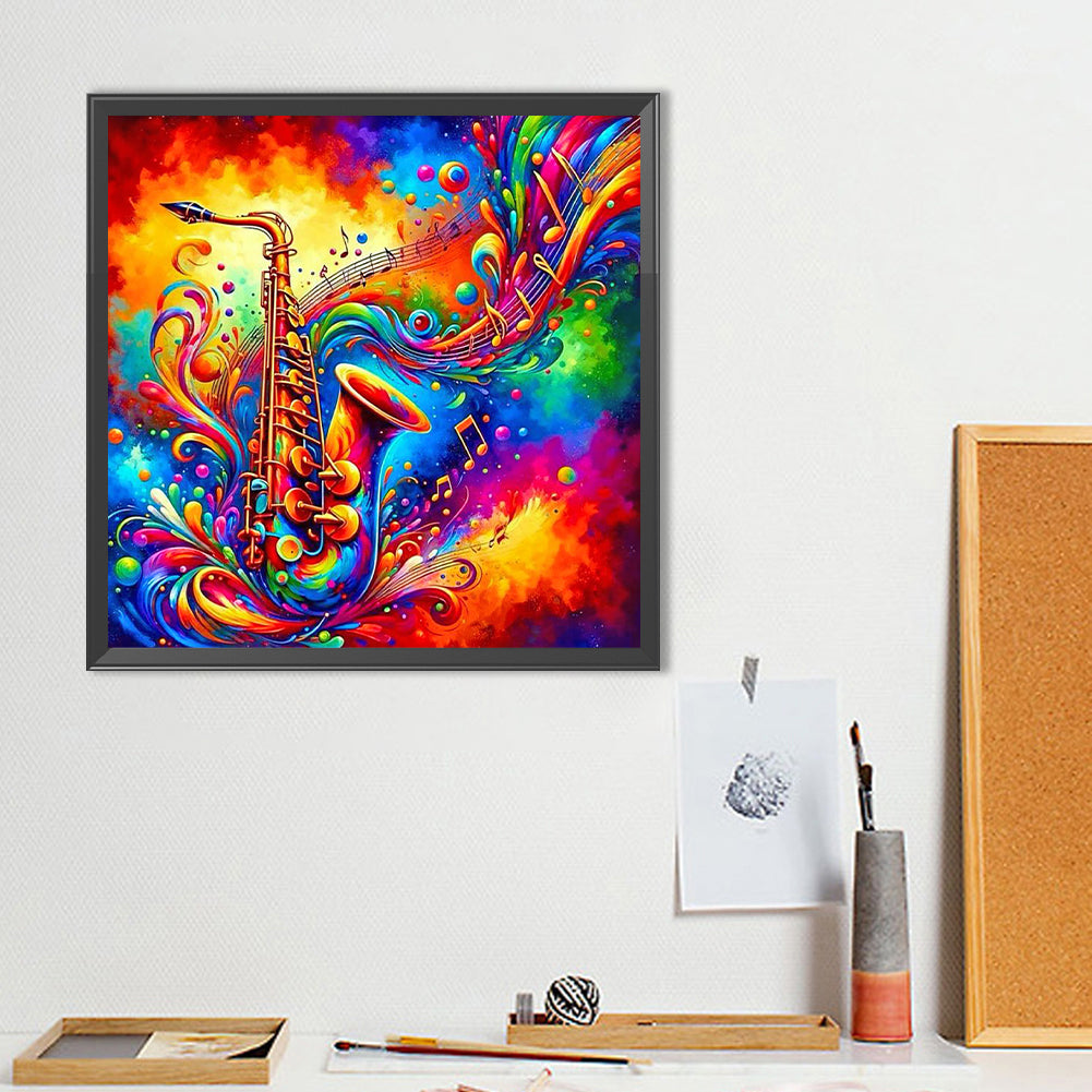 Colorful Musical Instruments Saxophone - Full Round Drill Diamond Painting 40*40CM