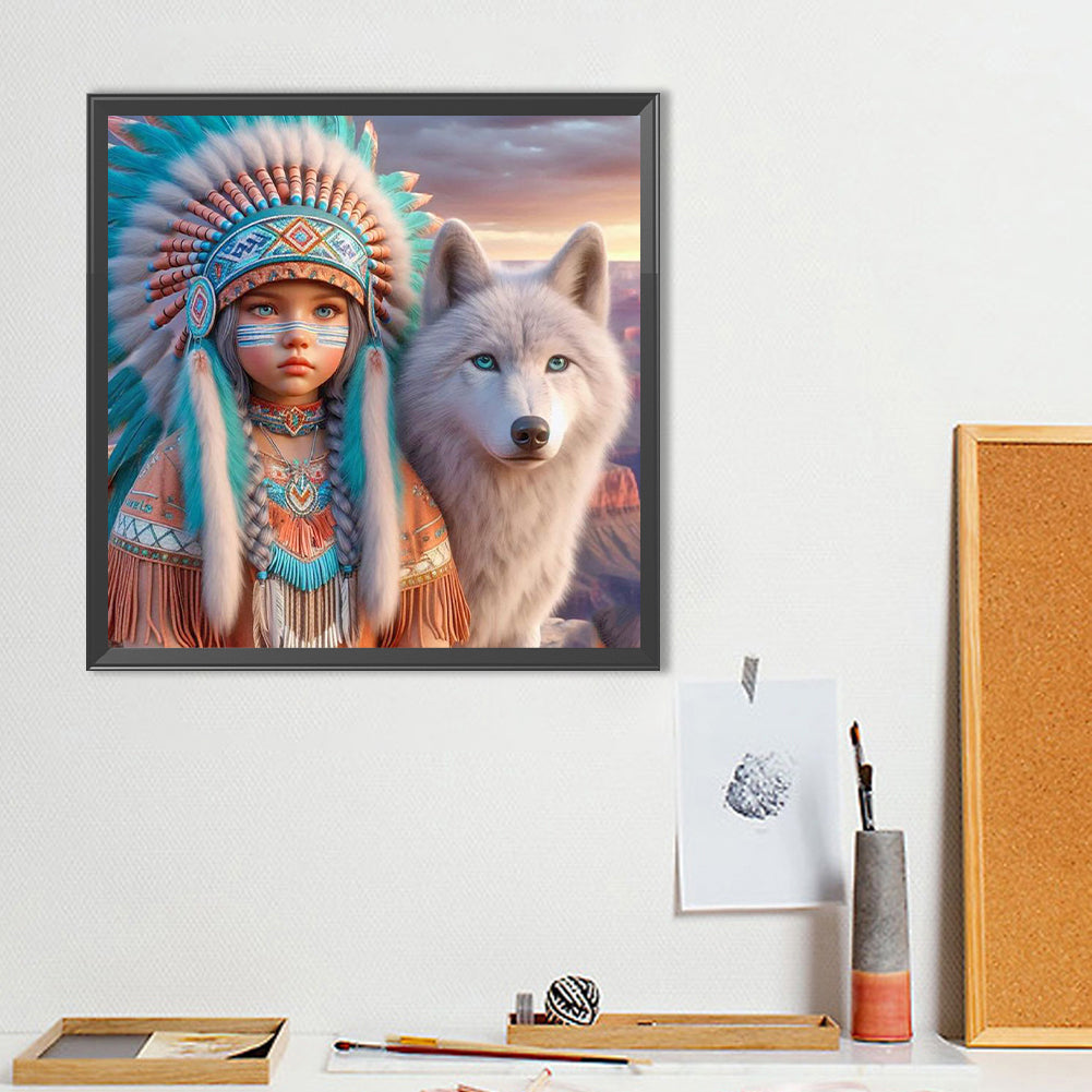 Indian Child - Full Round Drill Diamond Painting 40*40CM