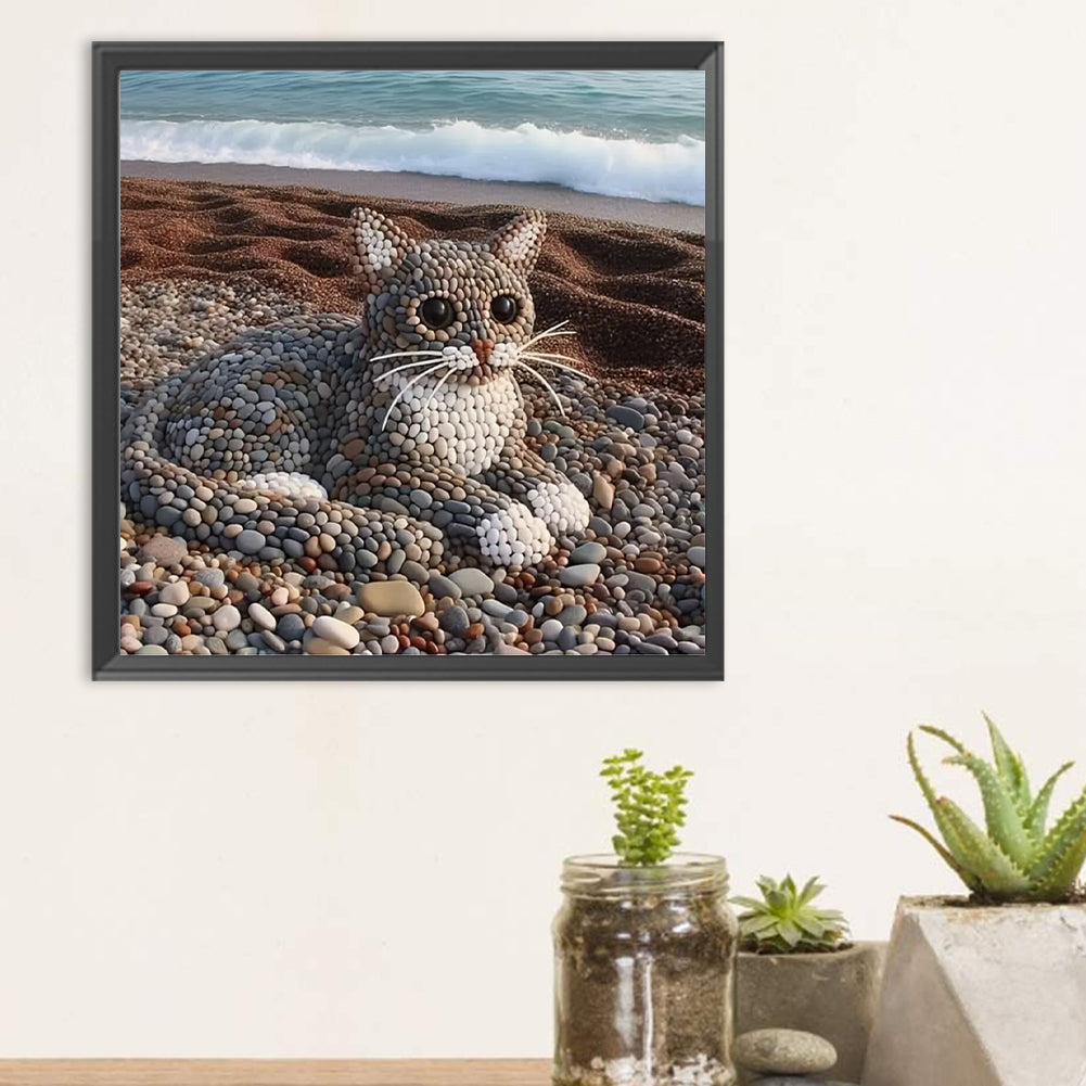 Stone Art Kitten - Full Round Drill Diamond Painting 30*30CM