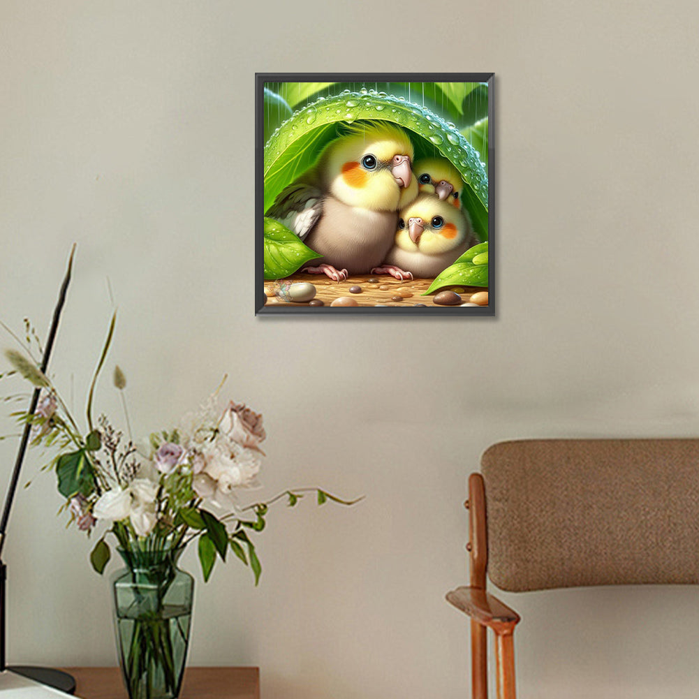 Parrot Under Leaves - Full Round Drill Diamond Painting 30*30CM
