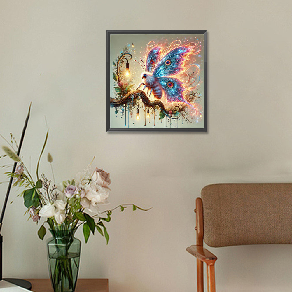 Moth By Lamp - Full Round Drill Diamond Painting 30*30CM