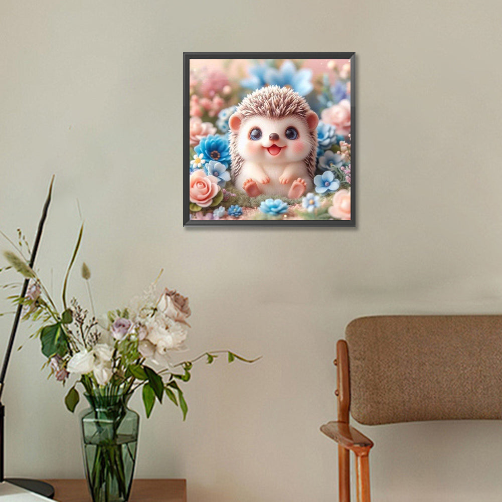 Flower Hedgehog - Full Round Drill Diamond Painting 30*30CM