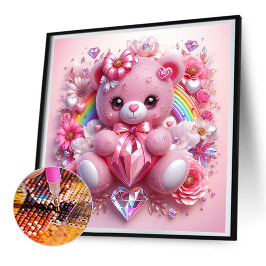 Pink Bear - Full Round Drill Diamond Painting 30*30CM