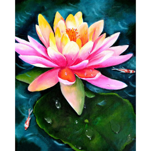 Multi-Colored Lotus - Full AB Round Drill Diamond Painting 40*50CM