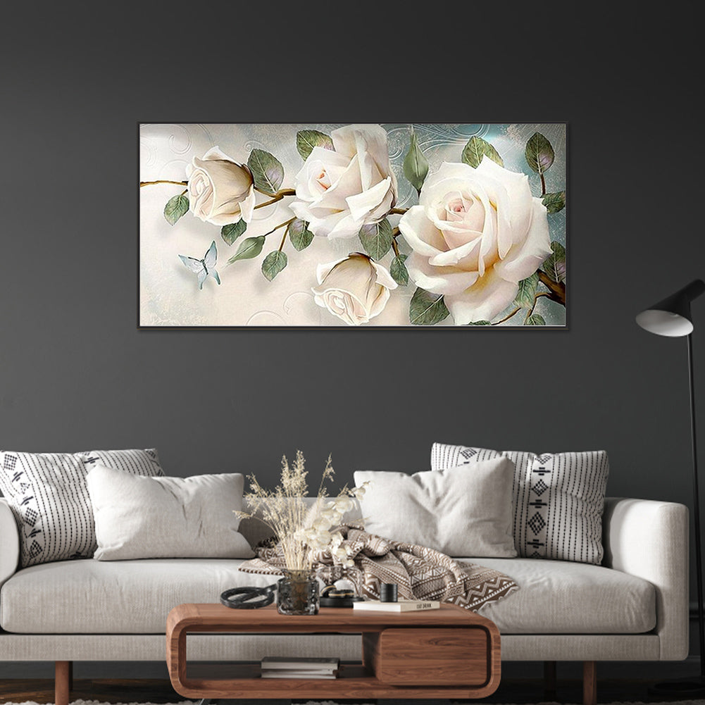 White Rose - Full Square Drill Diamond Painting 90*45CM