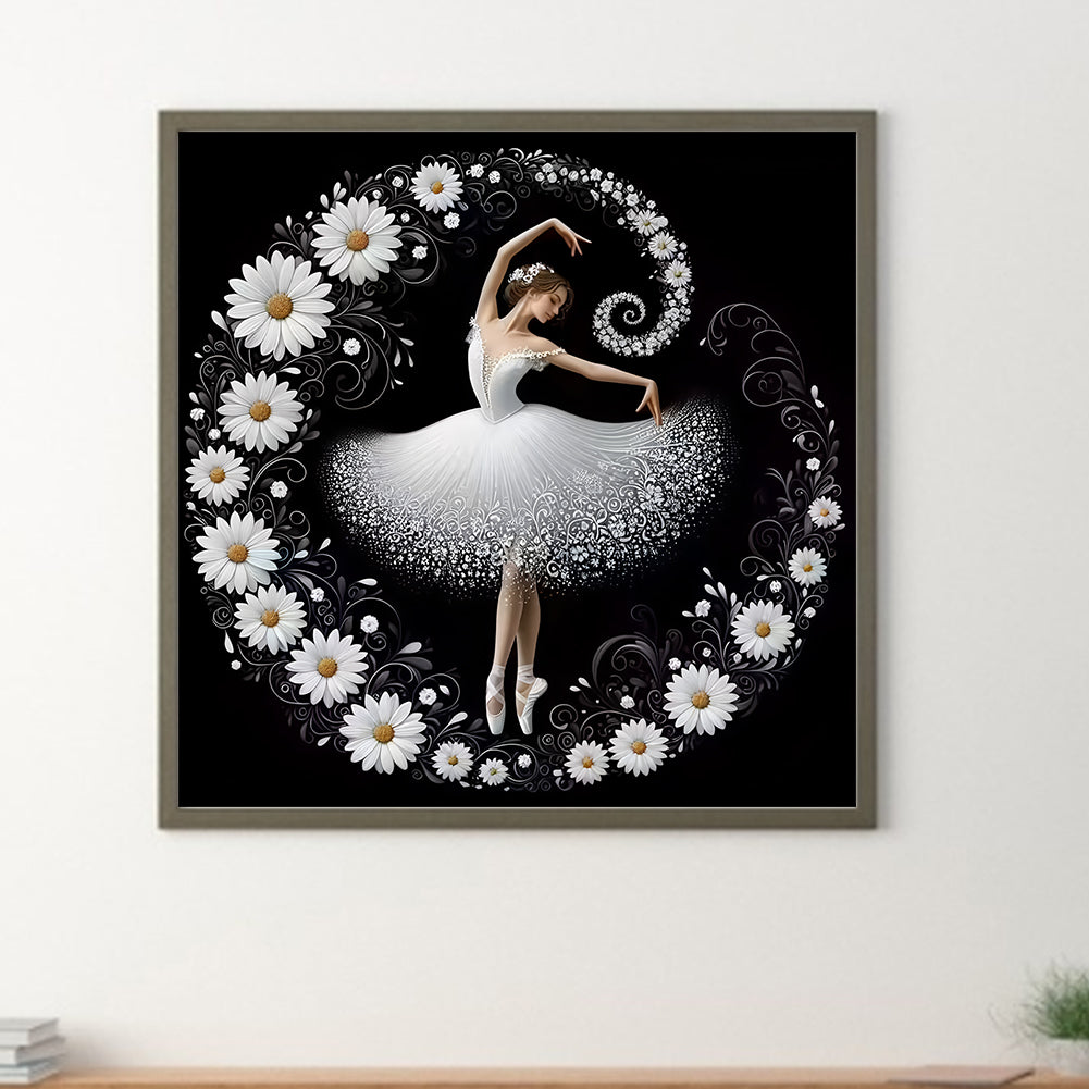 Daisy Flower Ballerina - Full Round Drill Diamond Painting 40*40CM