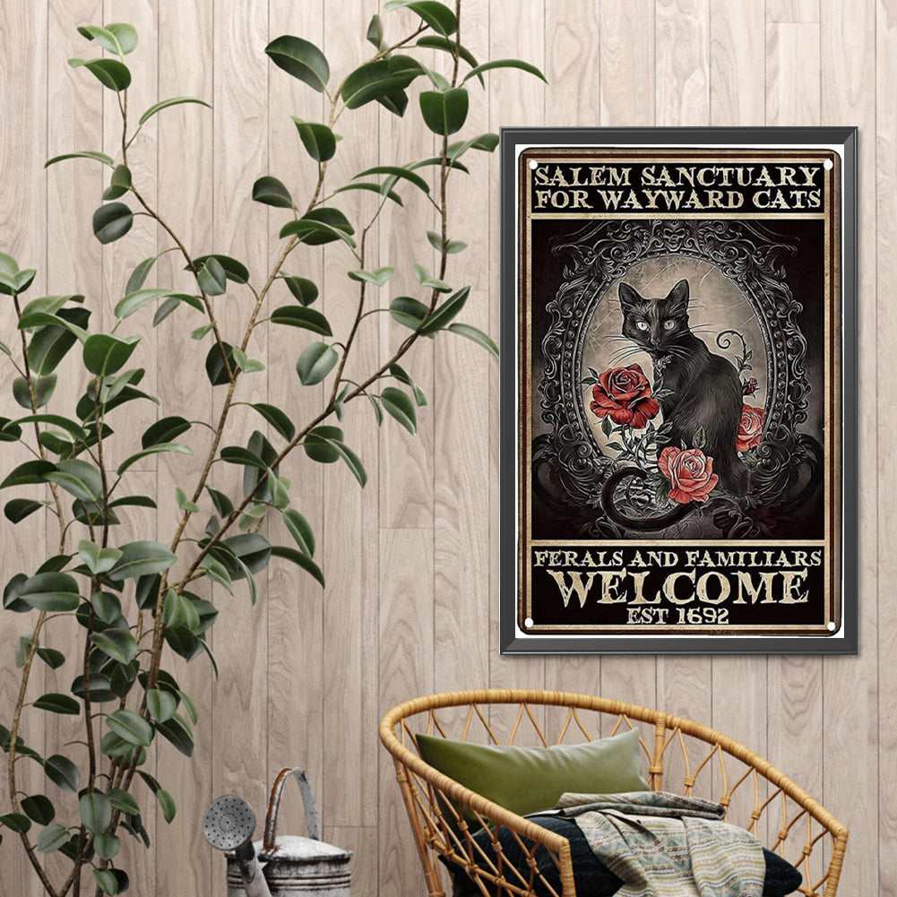 Rose From Black Cat - Full Square Drill Diamond Painting 40*60CM