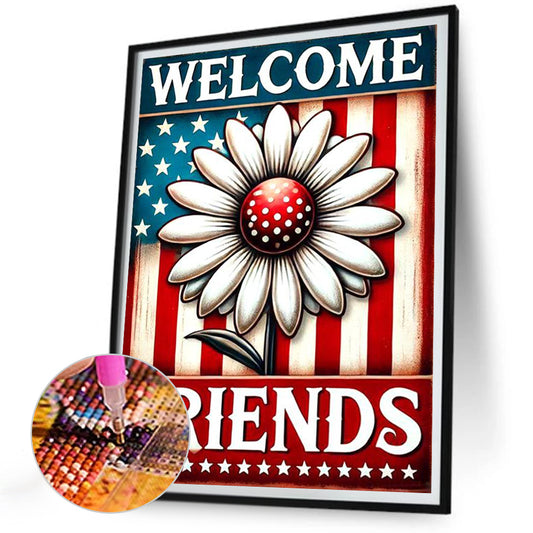 Union Jack Daisy - Full Round Drill Diamond Painting 30*40CM