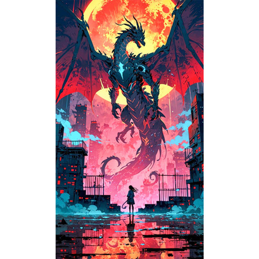 Dragon And Girl - Full AB Round Drill Diamond Painting 40*70CM