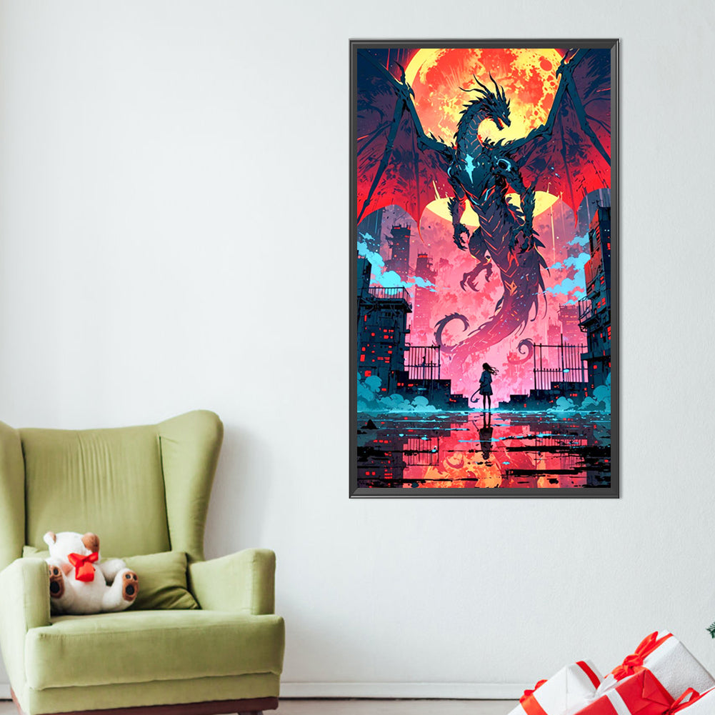 Dragon And Girl - Full AB Round Drill Diamond Painting 40*70CM