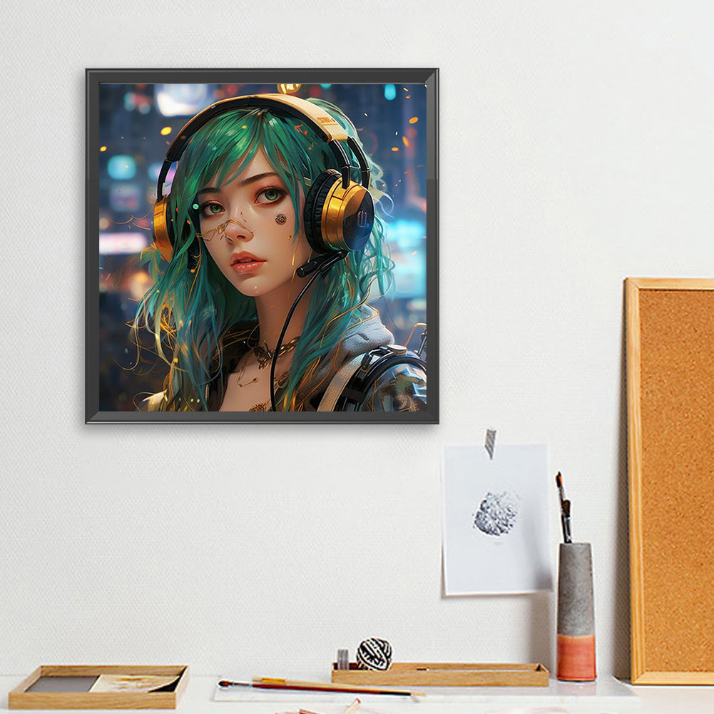 Music Trend Girl - Full Square Drill Diamond Painting 40*40CM