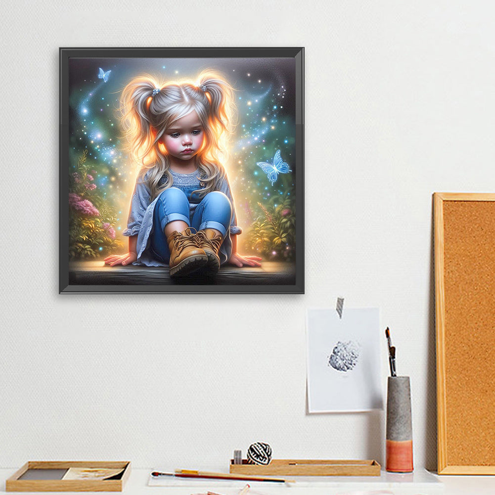 Dream Butterfly Little Girl - Full Square Drill Diamond Painting 40*40CM