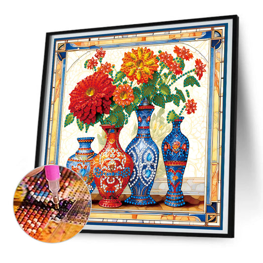 Colorful Vase - Special Shaped Drill Diamond Painting 30*30CM