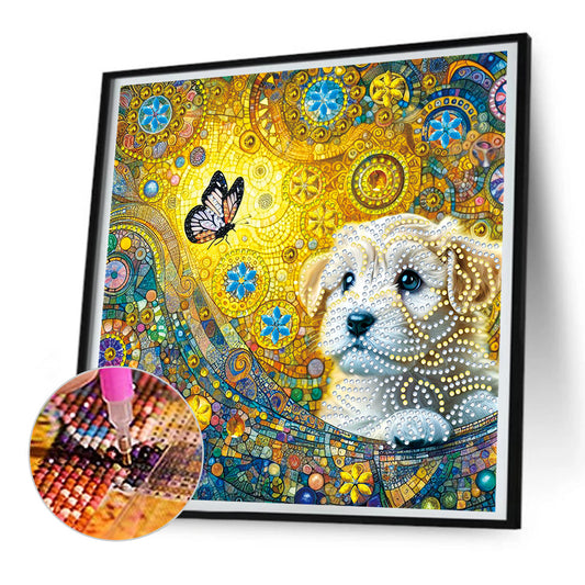 Butterfly Puppy - Special Shaped Drill Diamond Painting 30*30CM