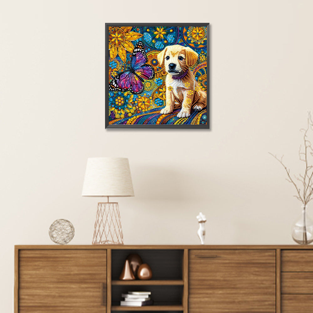 Butterfly Puppy - Special Shaped Drill Diamond Painting 30*30CM