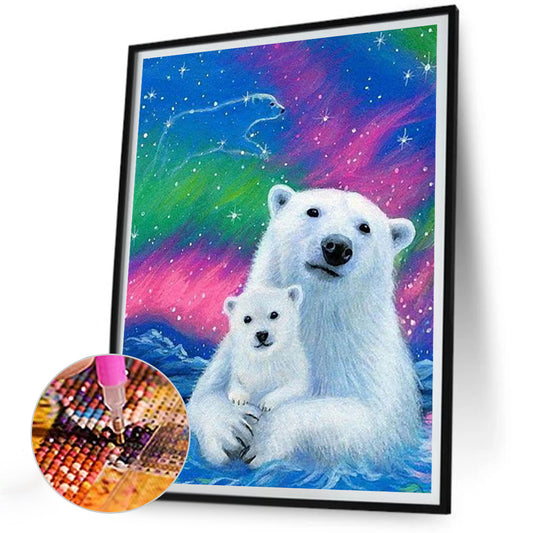 Polar Bear Under The Aurora - Full Round Drill Diamond Painting 30*40CM