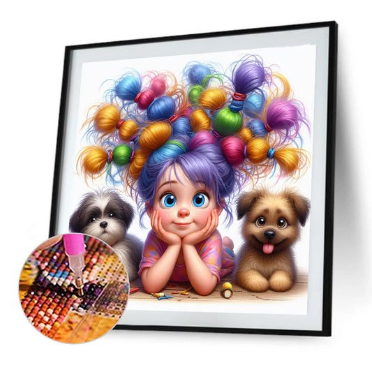 Dogs And Girls - Full Round Drill Diamond Painting 40*40CM