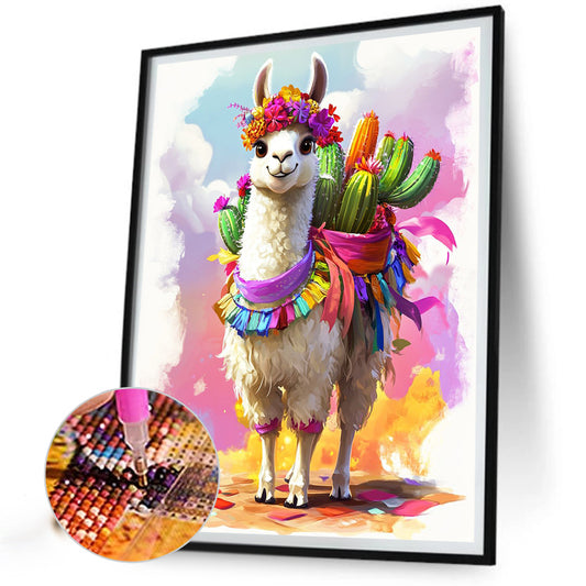 Alpaca In Cactus - Full Round Drill Diamond Painting 40*50CM