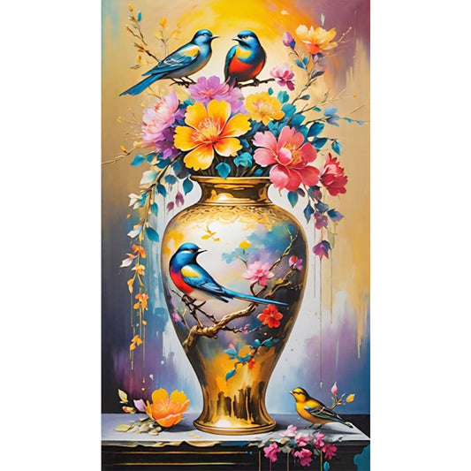 Birds And Vases - Full Square Drill Diamond Painting 40*70CM