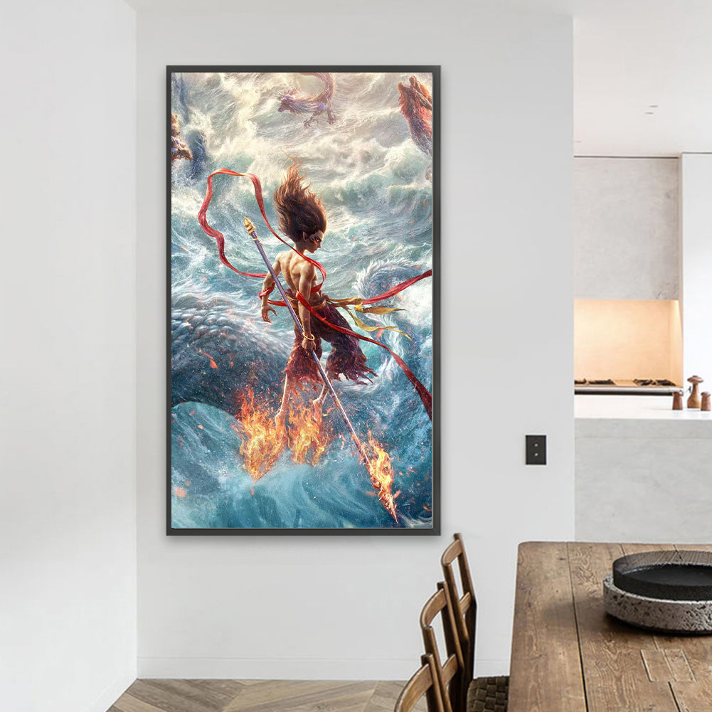 Nezha And The Dragons - Full Round Drill Diamond Painting 40*70CM