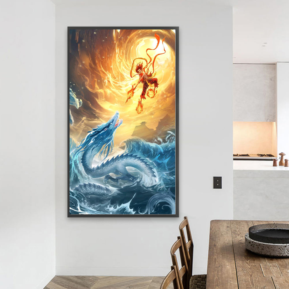 Nezha And The Dragons - Full Round Drill Diamond Painting 40*70CM