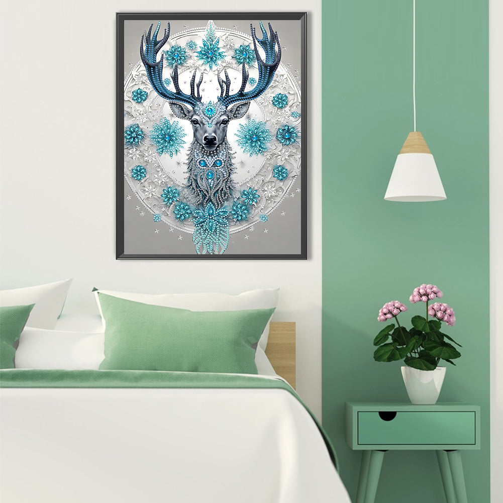 Blue Fantasy Deer - Special Shaped Drill Diamond Painting 30*40CM