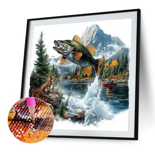 Mountain Fish - Full Round Drill Diamond Painting 30*30CM