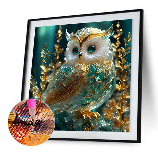 Emerald Owl - Full Round Drill Diamond Painting 30*30CM