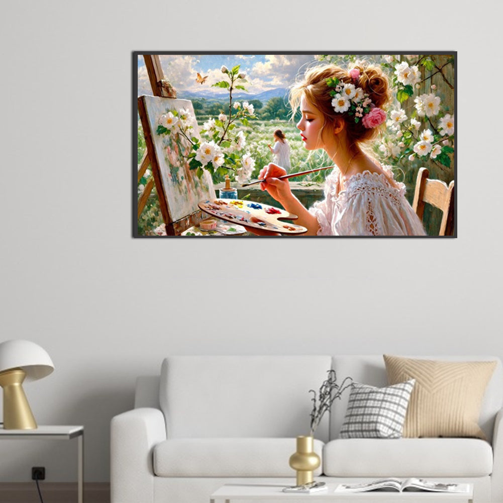 Woman Painting By The Window - Full Square Drill Diamond Painting 70*40CM