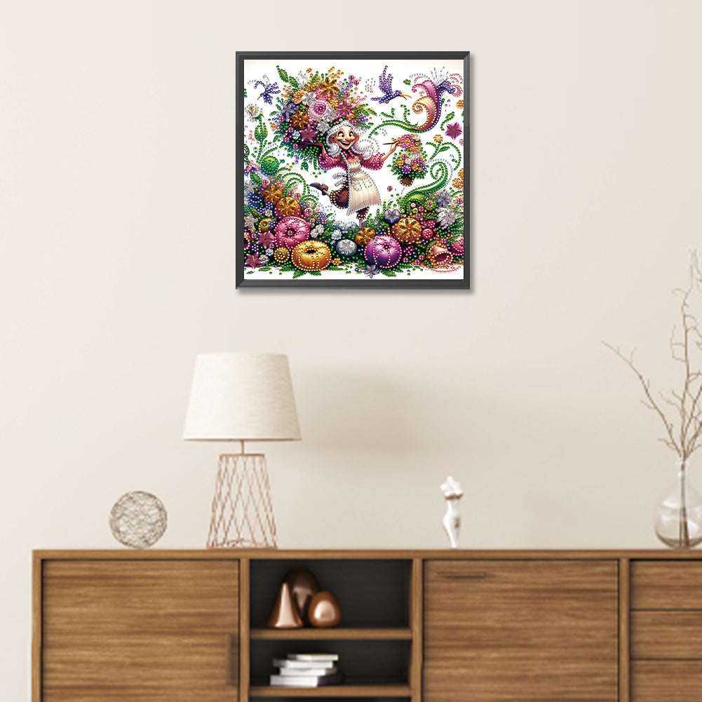 Optimistic Old Lady - Special Shaped Drill Diamond Painting 30*30CM
