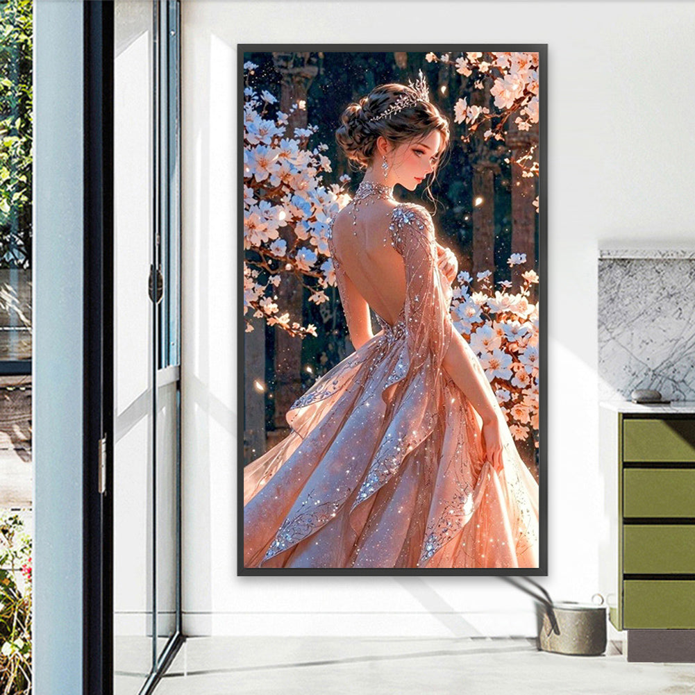 Elegant Princess Dress Girl - Full AB Round Drill Diamond Painting 40*70CM