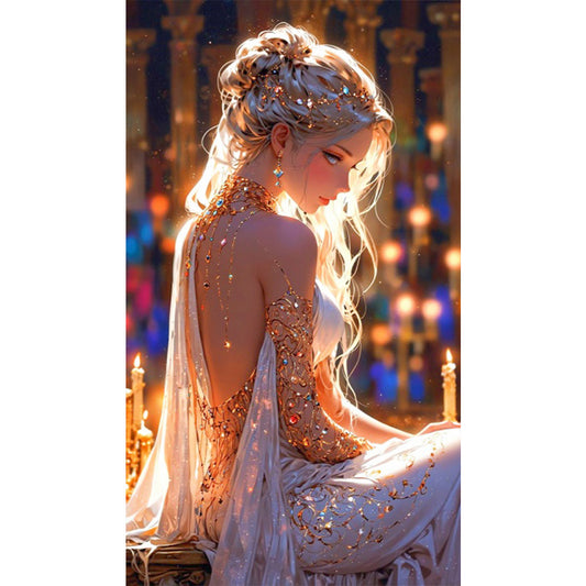 Elegant Evening Gown Girl - Full AB Round Drill Diamond Painting 40*70CM