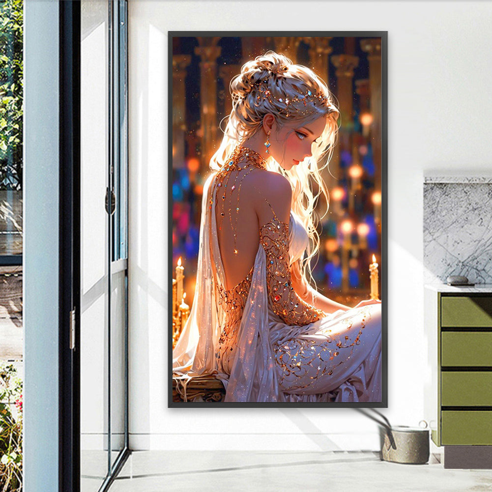 Elegant Evening Gown Girl - Full AB Round Drill Diamond Painting 40*70CM
