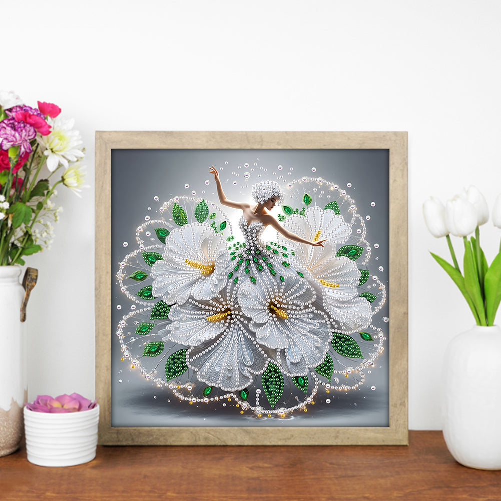 Dancing Girl With Beautiful Skirt - Special Shaped Drill Diamond Painting 30*30CM