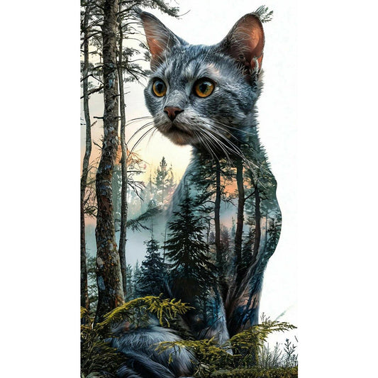 Kitten In The Deep Forest - Full Square Drill Diamond Painting 40*70CM