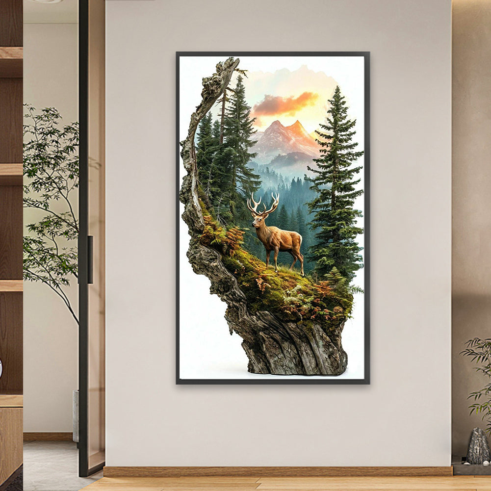 Elk In The Distant Mountain - Full Square Drill Diamond Painting 40*70CM
