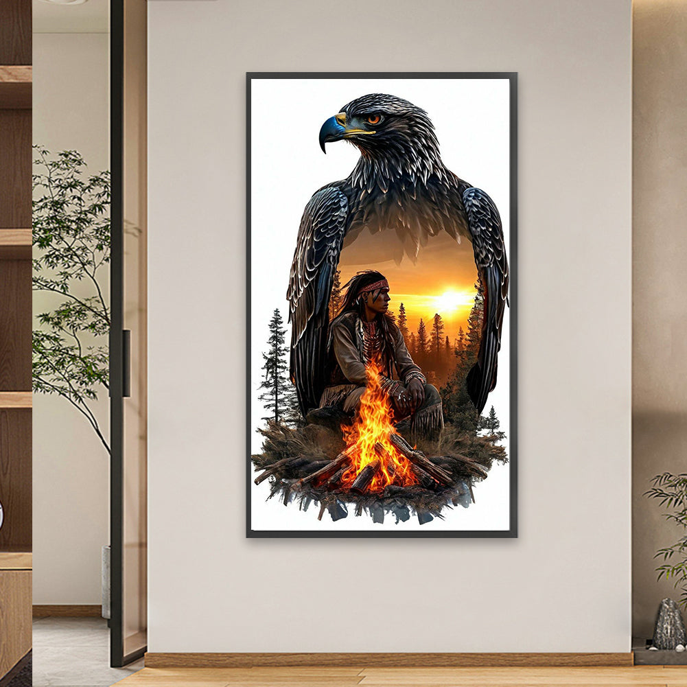 Eagle By The Bonfire - Full Square Drill Diamond Painting 40*70CM