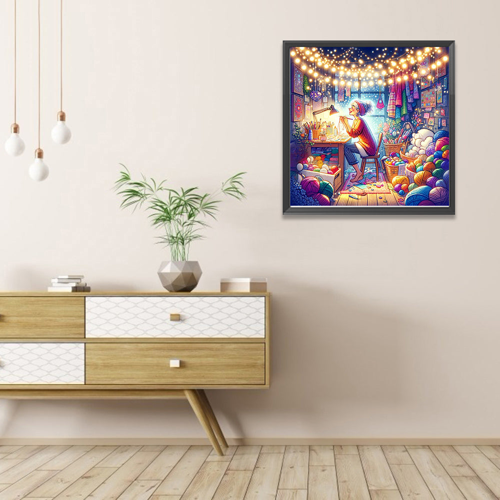 Cozy Handmade Lady - Full AB Round Drill Diamond Painting 40*40CM