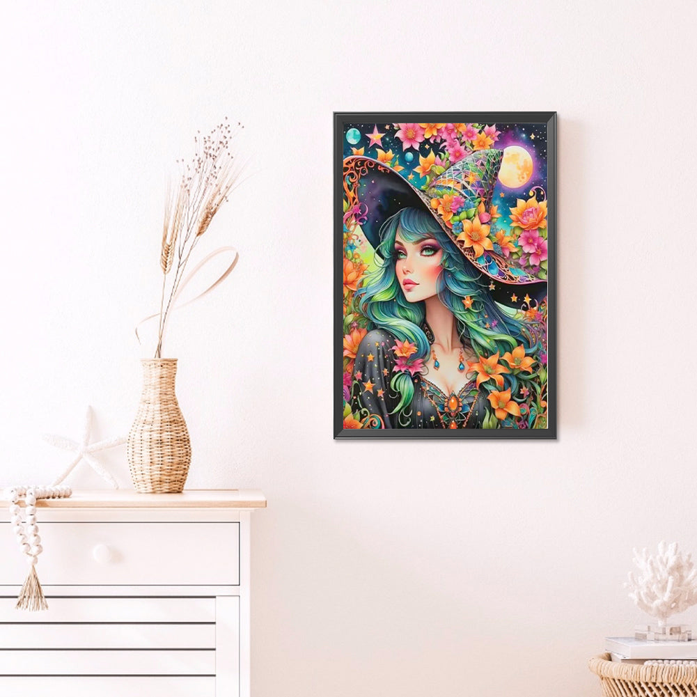 Witch Hat Girl - Full AB Round Drill Diamond Painting 40*60CM