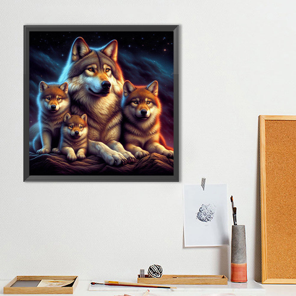Wolf Family - Full Round Drill Diamond Painting 40*40CM