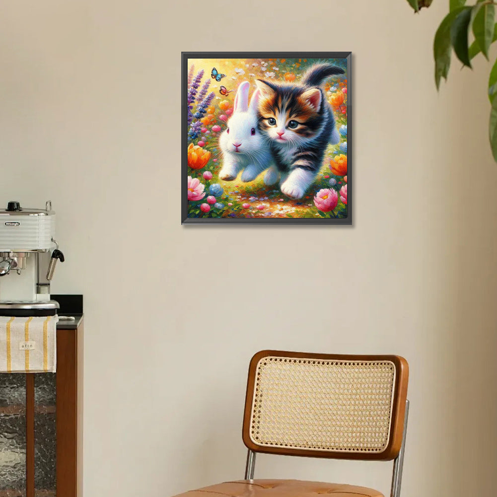 Kittens And Bunnies - Full Round Drill Diamond Painting 30*30CM