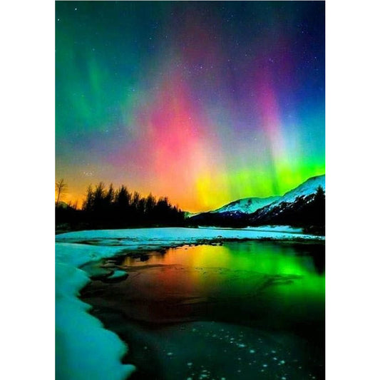 Aurora In The Dark Night - Full Square Drill Diamond Painting 50*70CM