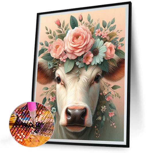 Flower Cows - Full Round Drill Diamond Painting 30*40CM