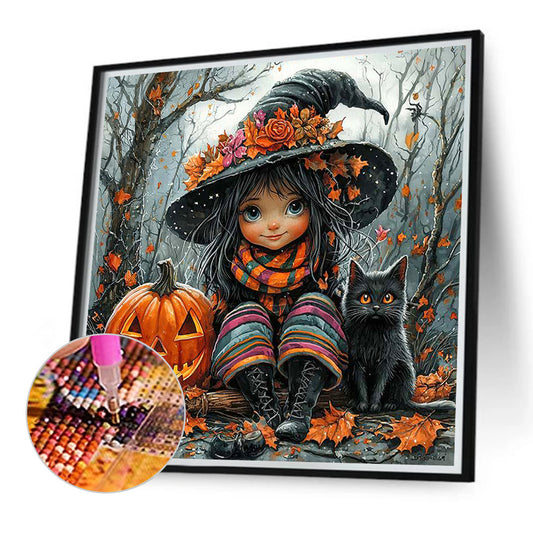 Pumpkin Girl - Full Round Drill Diamond Painting 40*40CM