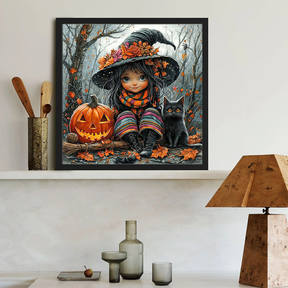 Pumpkin Girl - Full Round Drill Diamond Painting 40*40CM