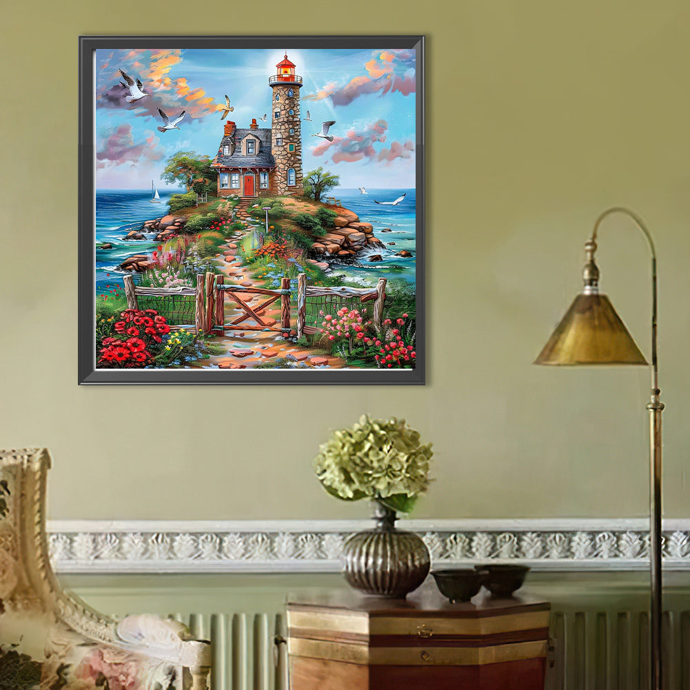Cottages By The Sea - Full Round Drill Diamond Painting 50*50CM