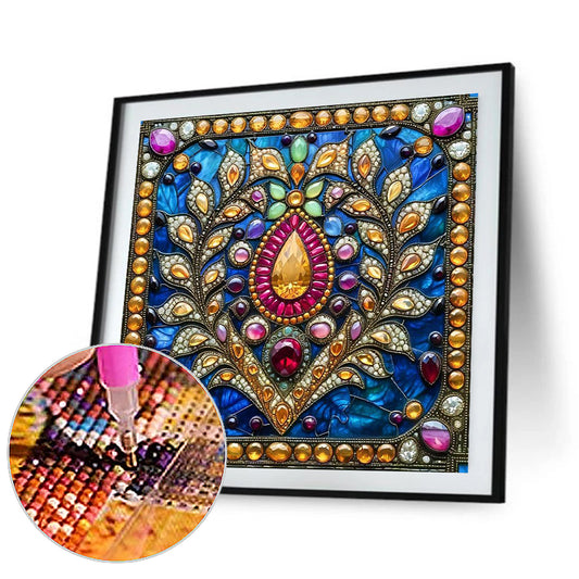 Glass Style Flowers - Full Round Drill Diamond Painting 40*40CM