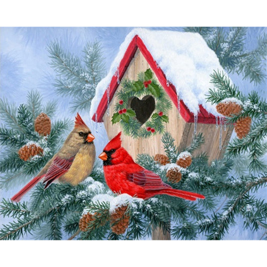 Winter Cardinal - Full Square Drill Diamond Painting 50*40CM