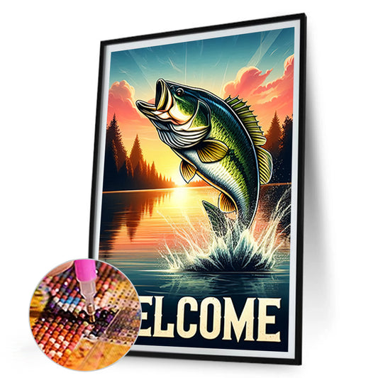 Fishing - Full Round Drill Diamond Painting 30*45CM