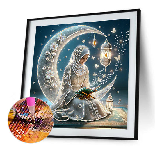 Pray Under The Moon - Special Shaped Drill Diamond Painting 30*30CM